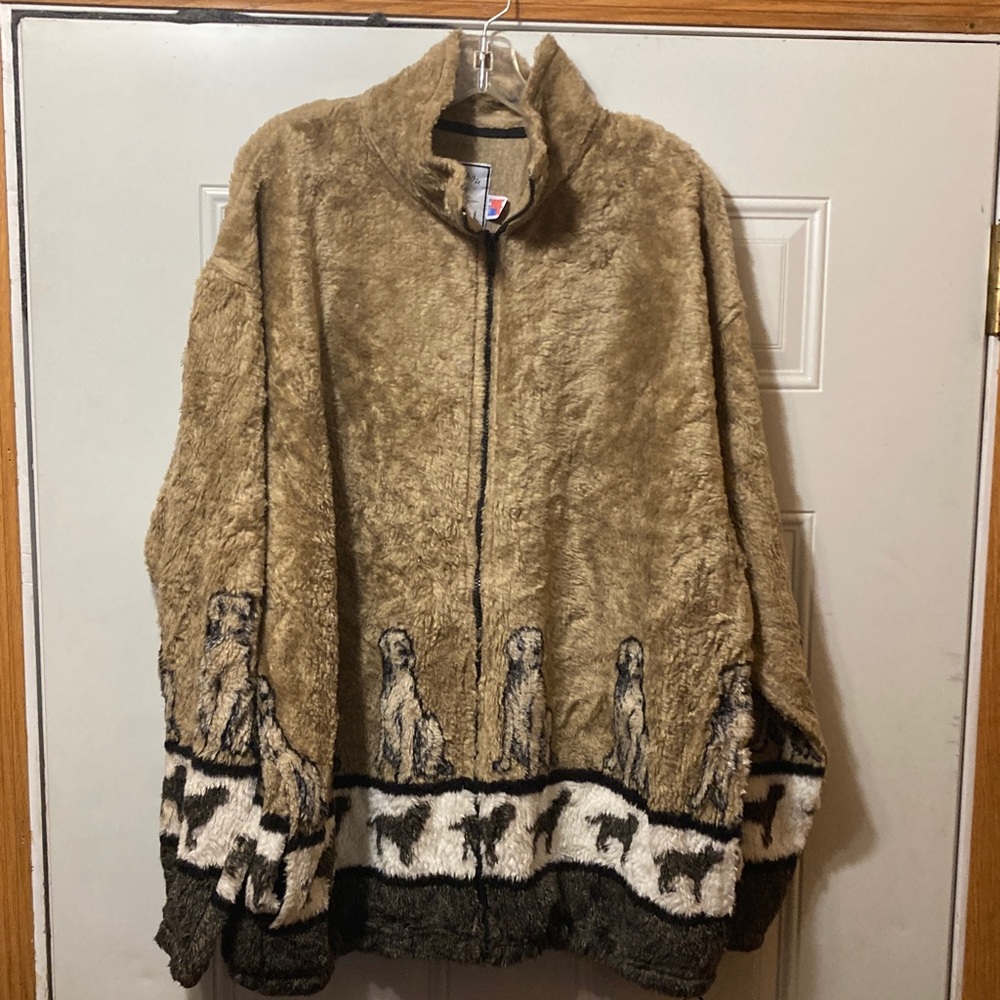 Cozy Tan Jacket with Animal Print 3X